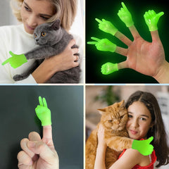 30pcs Glow in the Dark Green Mini Hands Rubber Finger Puppets