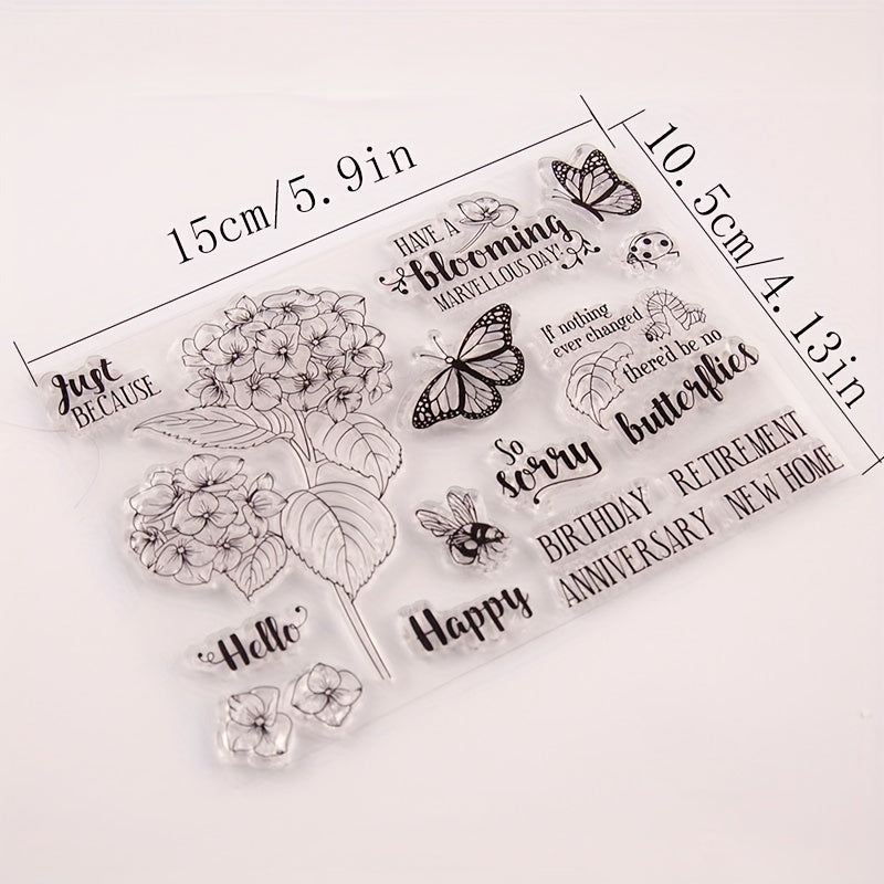 Butterflies Flowers Pattern Silicone Stamp DIY Scrapbook Photo Card Decor