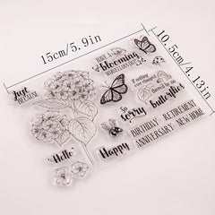 Butterflies Flowers Pattern Silicone Stamp DIY Scrapbook Photo Card Decor