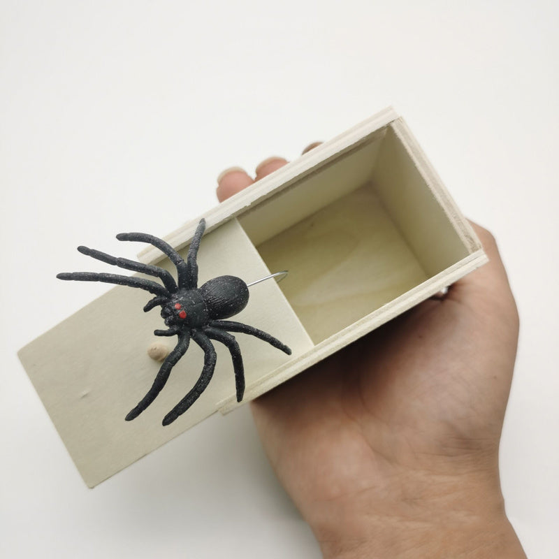 Wooden Spider Box Trick Joke Toy - Surprise Your Kids with Fun!