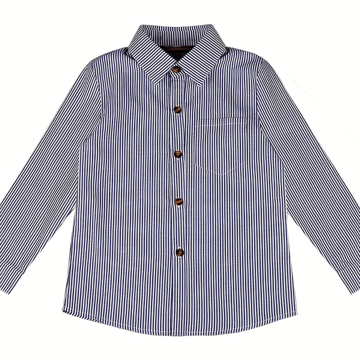 Boys Formal Top Shirt Long Sleeve Lapel Solid Color