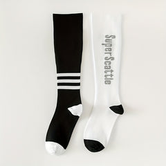 8 Pairs Letter Print Calf Socks All-match Knee High Socks Women Stockings
