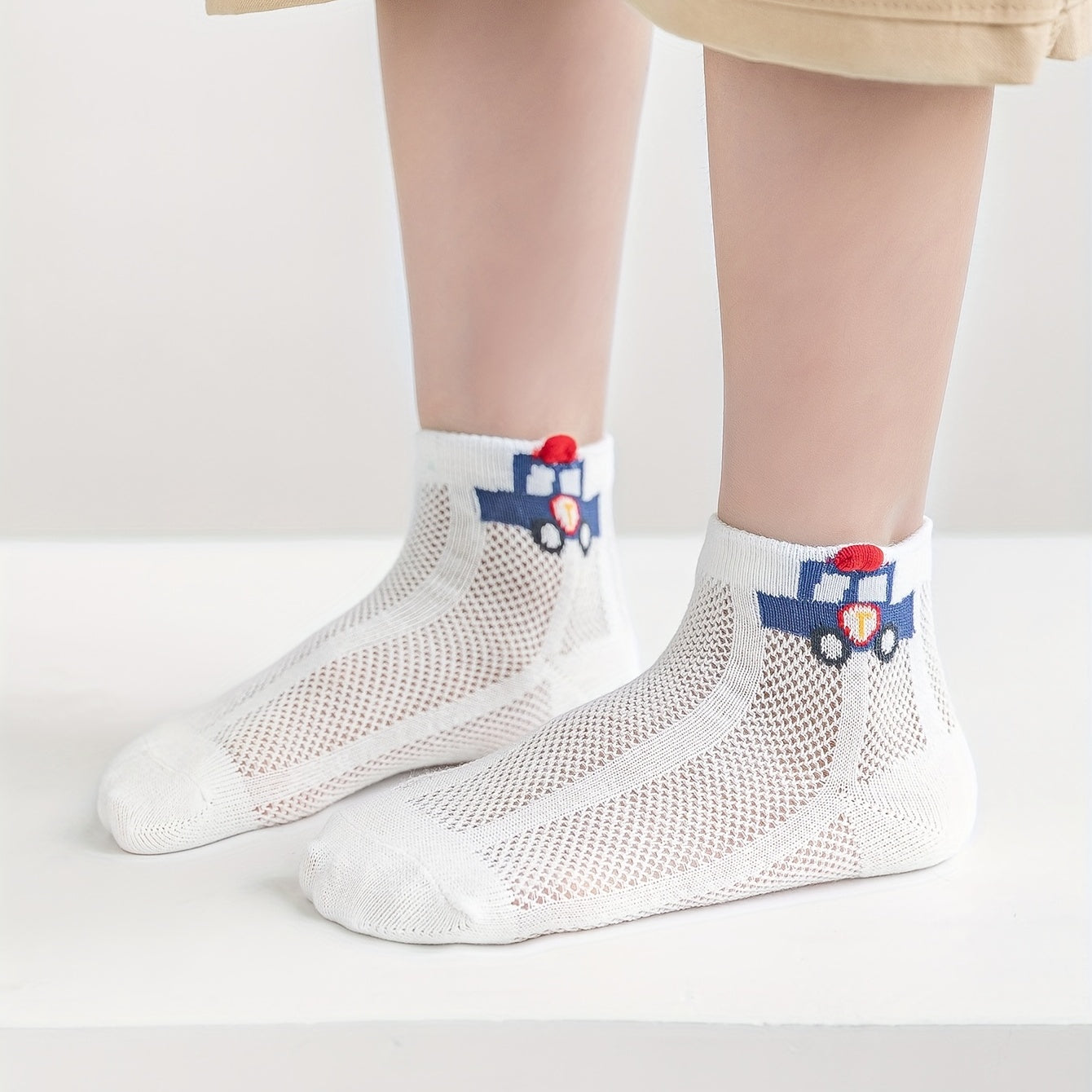 5pairs Car Breathable Soft Socks for Kids Teen
