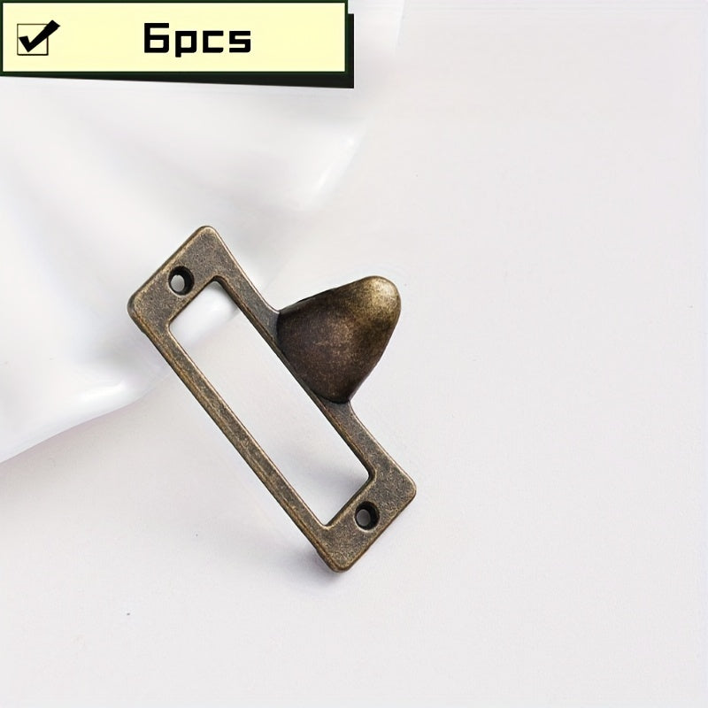 6pcs Antique Brass Metal Label Handle for Cabinet Furniture