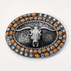 Boho Bull Head Belt Buckle Women Men Western Cowgirl Leather Waistband DIY