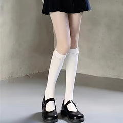 2 Pairs College Style Knee High Socks Women's Stockings