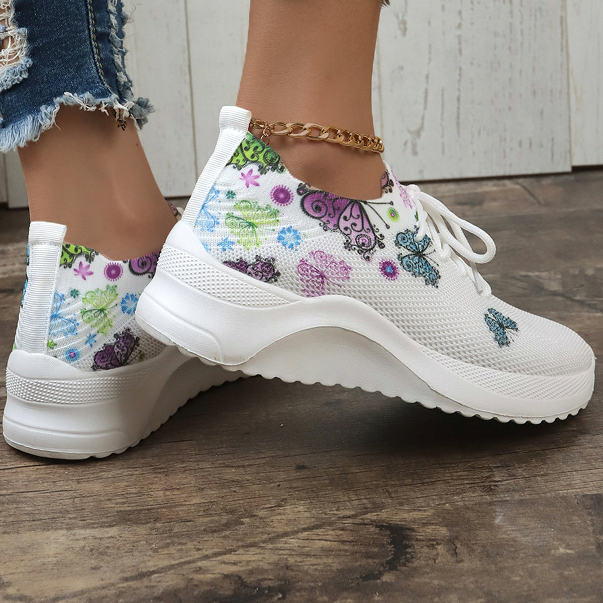 Women's Outdoor Skate Shoes with Flowers & Butterfly Patterns