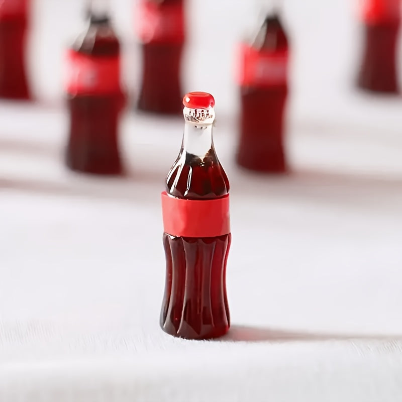 10pcs Mini Cola Bottle Resin Pendants Red & Clear Two Tone High Durable