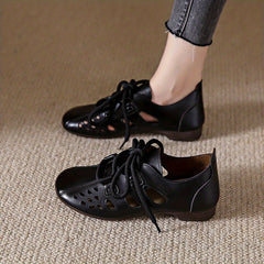 Women's Lace Up Low Block Heel Shoes