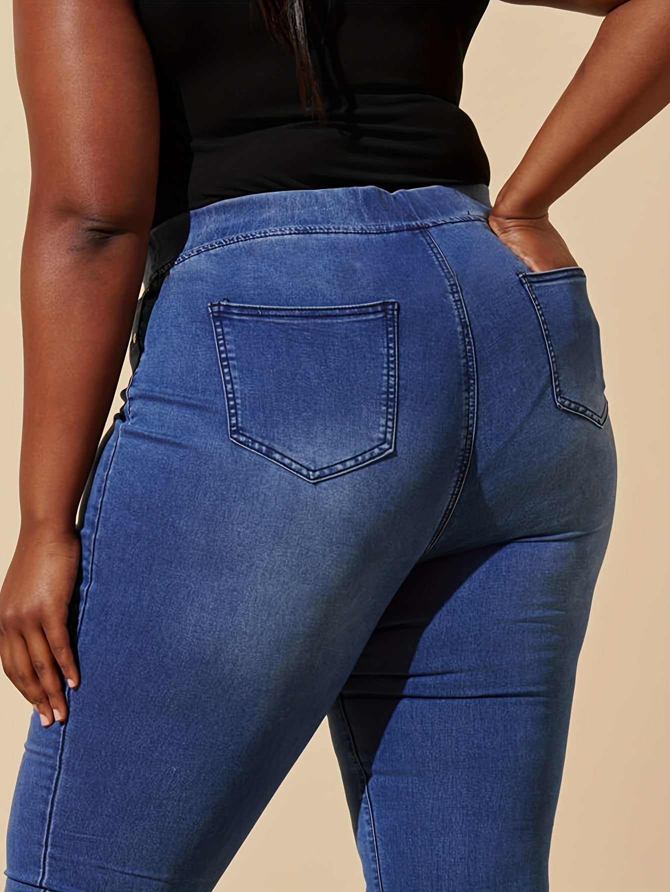  Elastic Waisted High Stretch Slimming Denim Pants