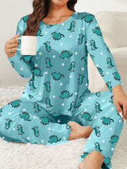  Dino & Paw Print Long Sleeve Pajama Set