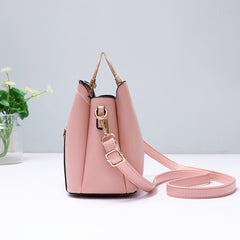 Two Tone Handbag Tassel Crossbody Bag Top Ring PU Leather Purse