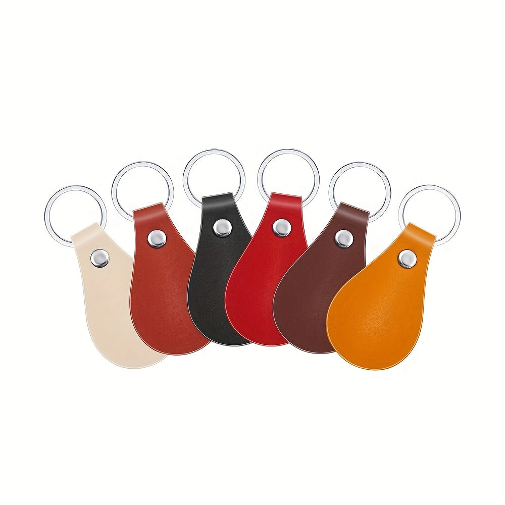 6pcs Multicolor PU Leather Keychain With Rivets