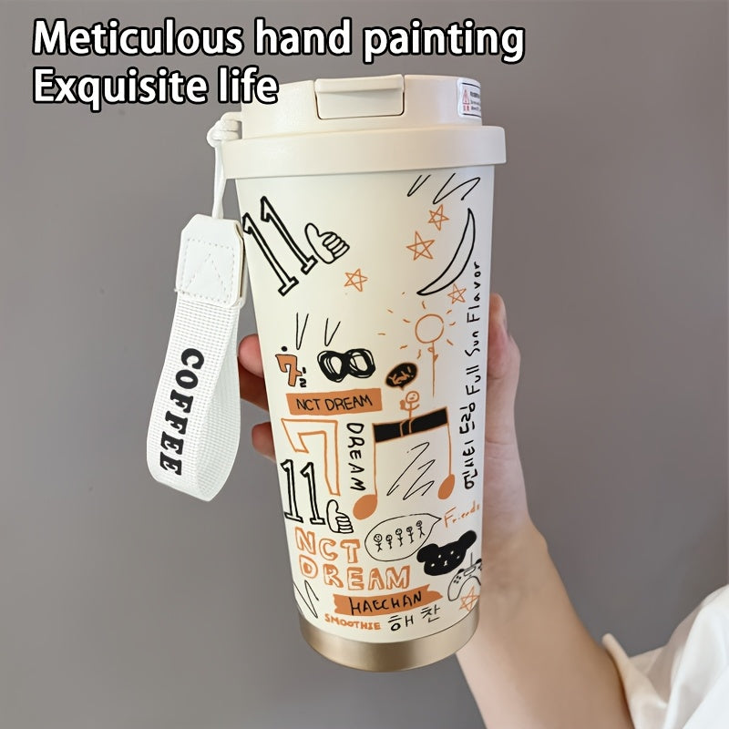 530ml Musical Note Graffiti Thermos Insulated Coffee Cup Men Party Gift