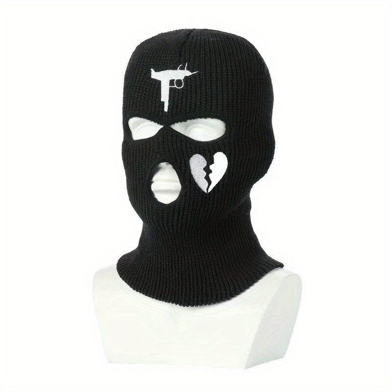 Embroidered Knitted Ski Mask Balaclava Hat