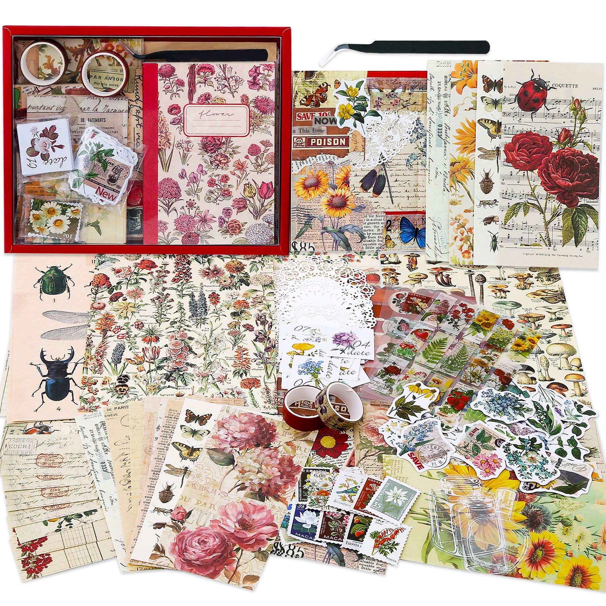 Vintage Flowers Scrapbooking Supplies Kit