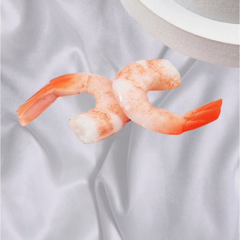 5pcs Realistic Shrimp Tail Models Orange & Beige Glossy Decor
