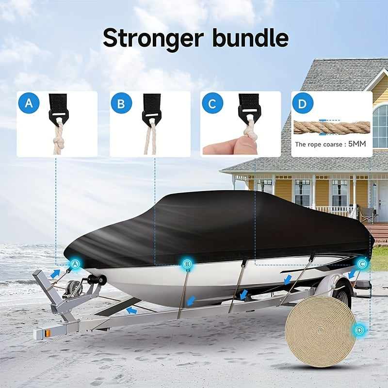 Heavy Duty 600D Marine Polyester Canvas Waterproof Boat Cover V Hull Trimaran