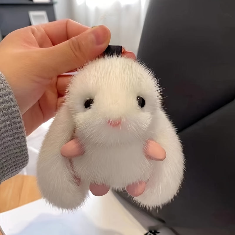 Cute Bunny Keychain Plush Rabbit Bag Charm Car Keys Decor Mixed Colors