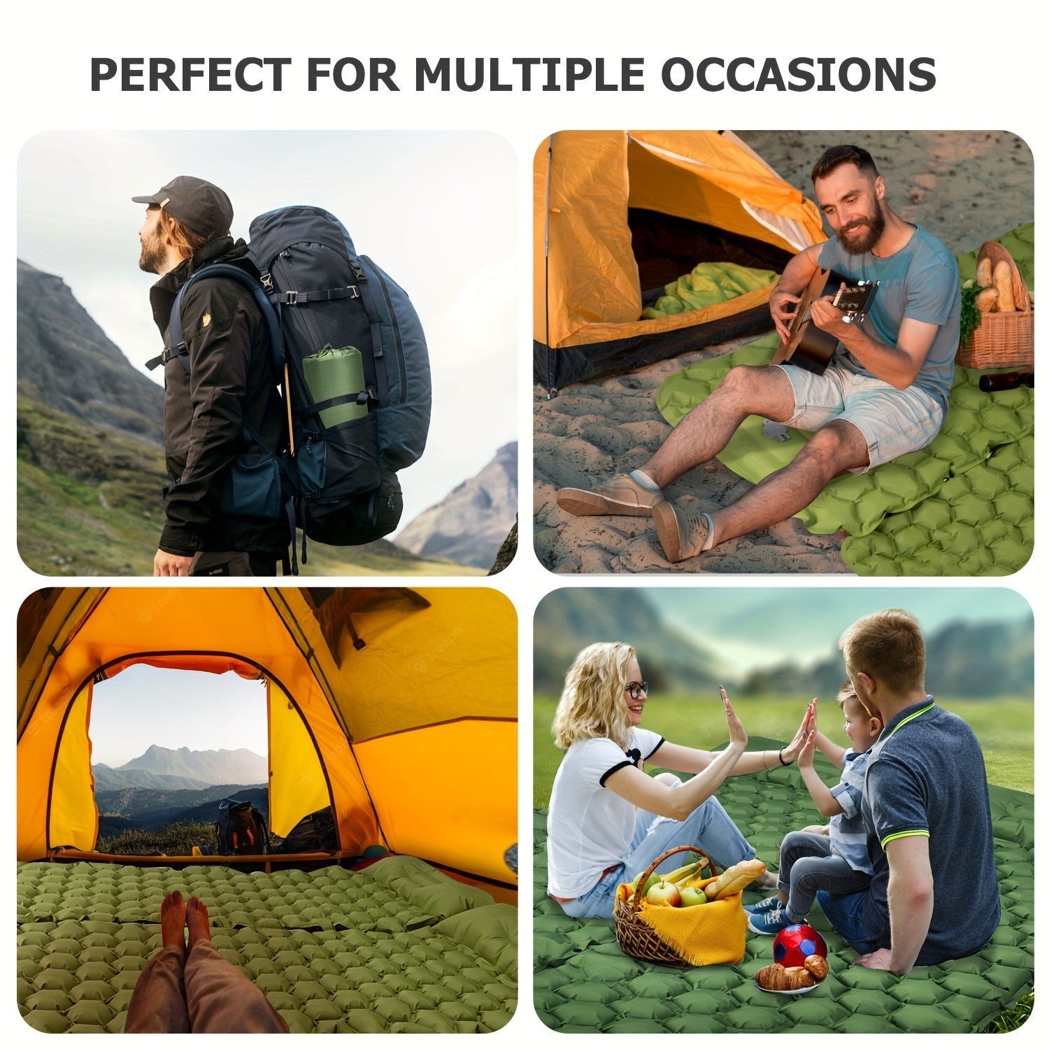 Double Self Inflating Sleeping Pad with Pillow for Camping