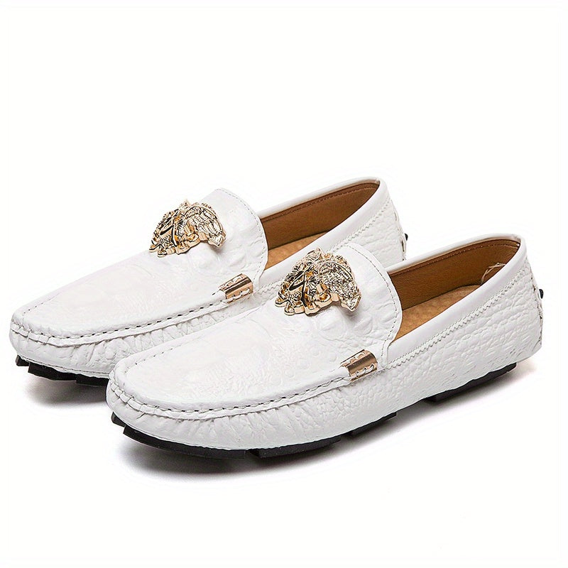 Men's Metallic Decor Loafer Shoes Slip On Moccasin Shoes