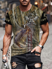 Men's 3D Fishing Print Mid Stretch T-shirt for Outdoor Summer