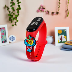Kids' LED Digital Watch Red & Pink Glow - Cartoon Patterns, Fun & Durable