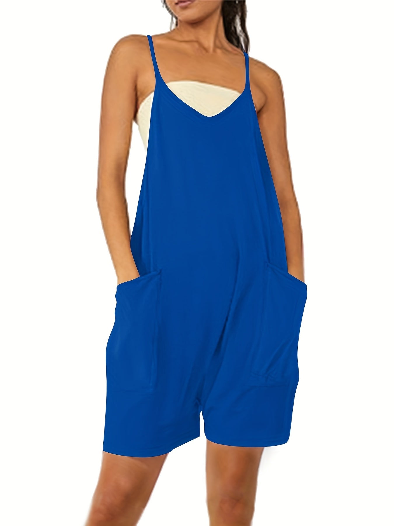 Sleeveless V-Neck Pocket Jumpsuit for Women
