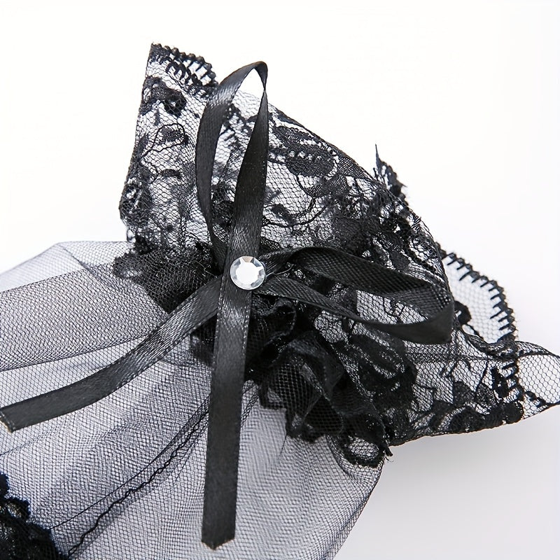 Bowknot Lace Gloves Solid Vintage Lolita Fingerless Gloves Thin Breathable Mesh