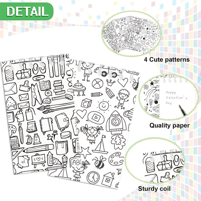 12pcs Back To School Spiral Notebooks 9.91 x 6 Blank Pocket Notepads