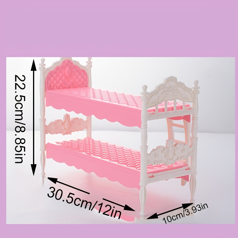 Doll Bunk Bed Set with Ladder and Guardrails, Ideal for Ages 3-6 Years