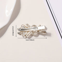 Rabbit Hair Clip Faux Pearl Rhinestone Decor Duck Billed Clip Alloy Hair Clip