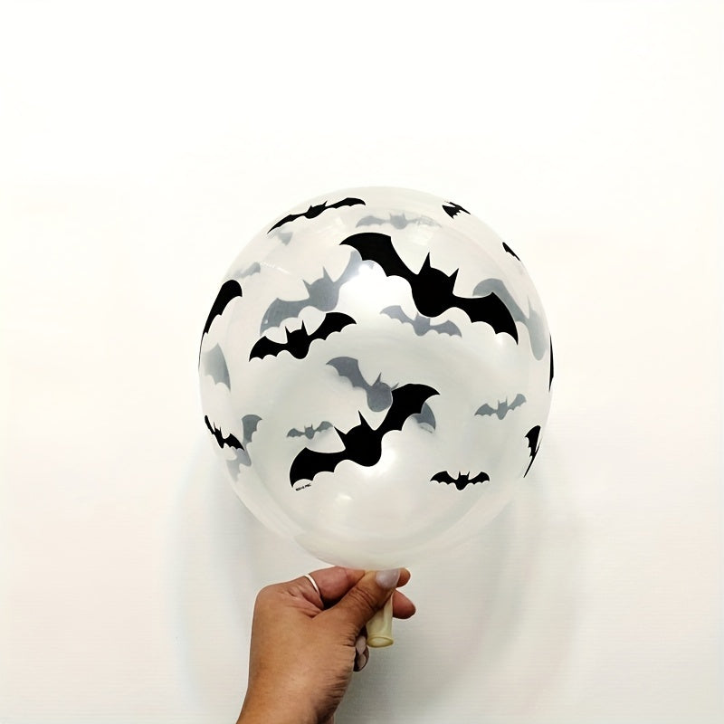 30pcs Halloween Bat Print Balloons Orange Decor 12in