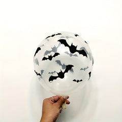 30pcs Halloween Bat Print Balloons Orange Decor 12in