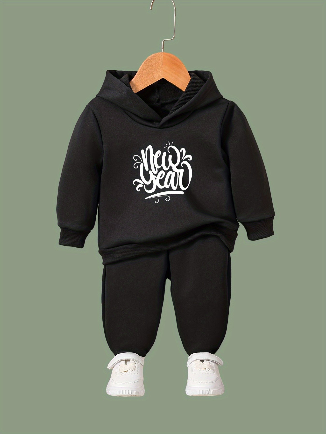 Creative YEAR Print Hoodies Pants Set For Girls Boys Spring Fall Sports Gift