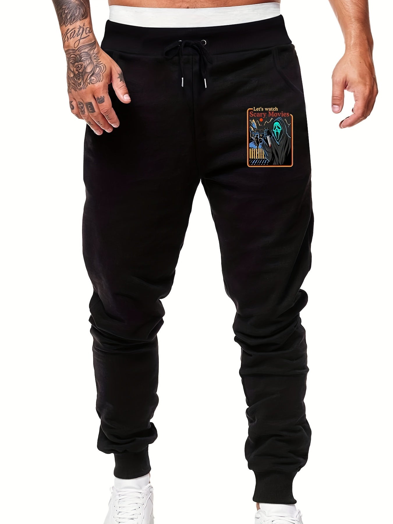Ghost Print Men's Drawstring Sweatpants Pocket Casual Jogger Pants
