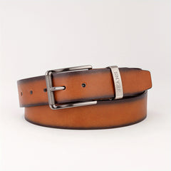 Brown Gradient Men's Casual Belt With Large Circle Ring