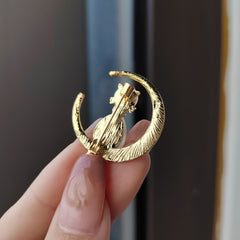 Cat Brooches Crystal Moon Stone Animal Pin