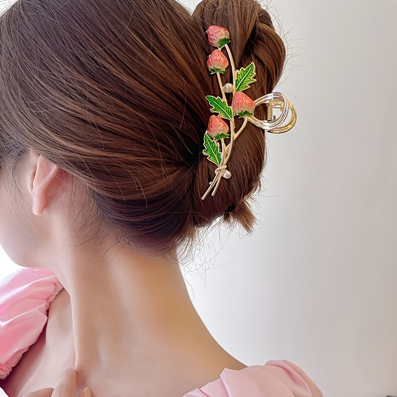 Pink Strawberry Hair Claw Clips Strong Hold Hair Jaw Clips Accessories