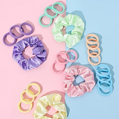24pcs Girl's Solid Candy Hair Tie Scrunchies Hair Accessories