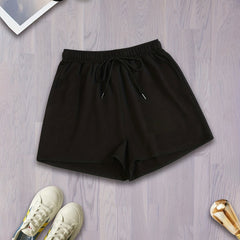 Solid Drawstring Stretch Comfort Shorts