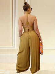 Sexy Halter Neck Wide Leg Jumpsuit