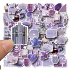 50 Purple Reusable Stickers Cartoon Animals DIY