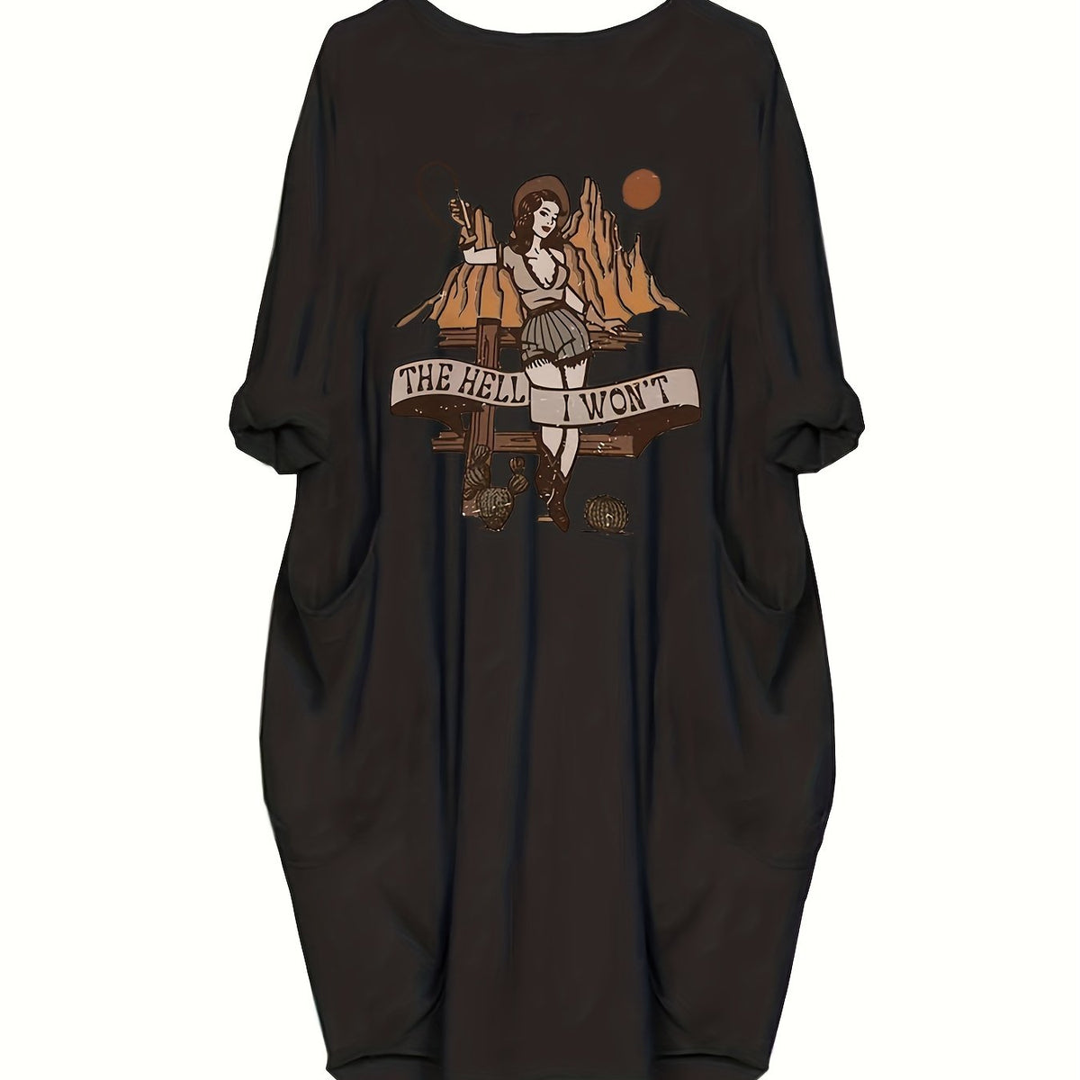 Cartoon Printed Long Sleeve Western Dress