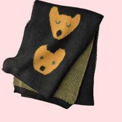 Bear Pattern Thicken Scarf Warm Knitted Scarf Winter