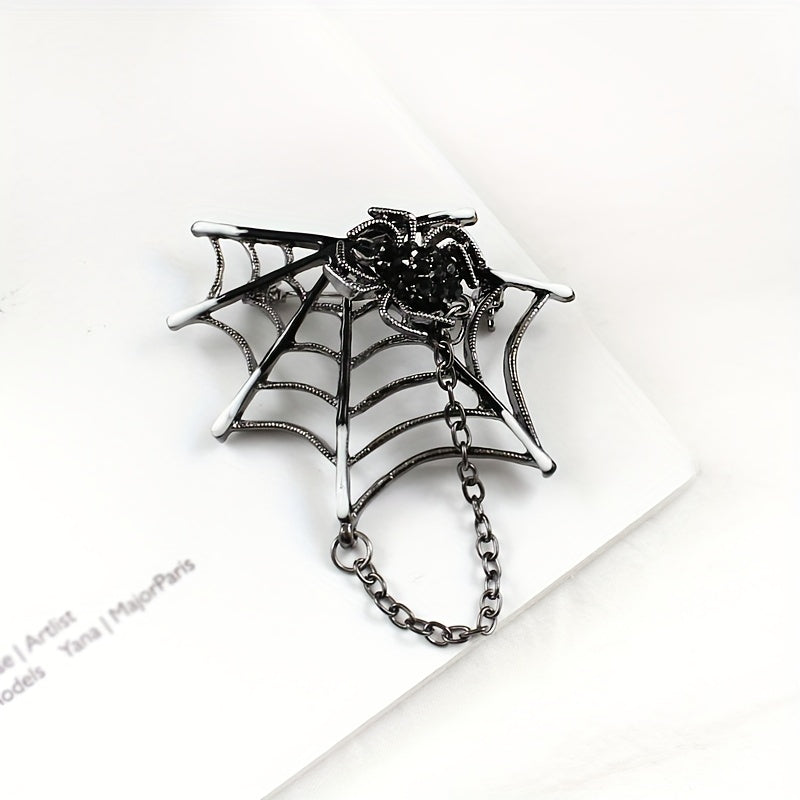 Spider Web Chain Brooch Pin