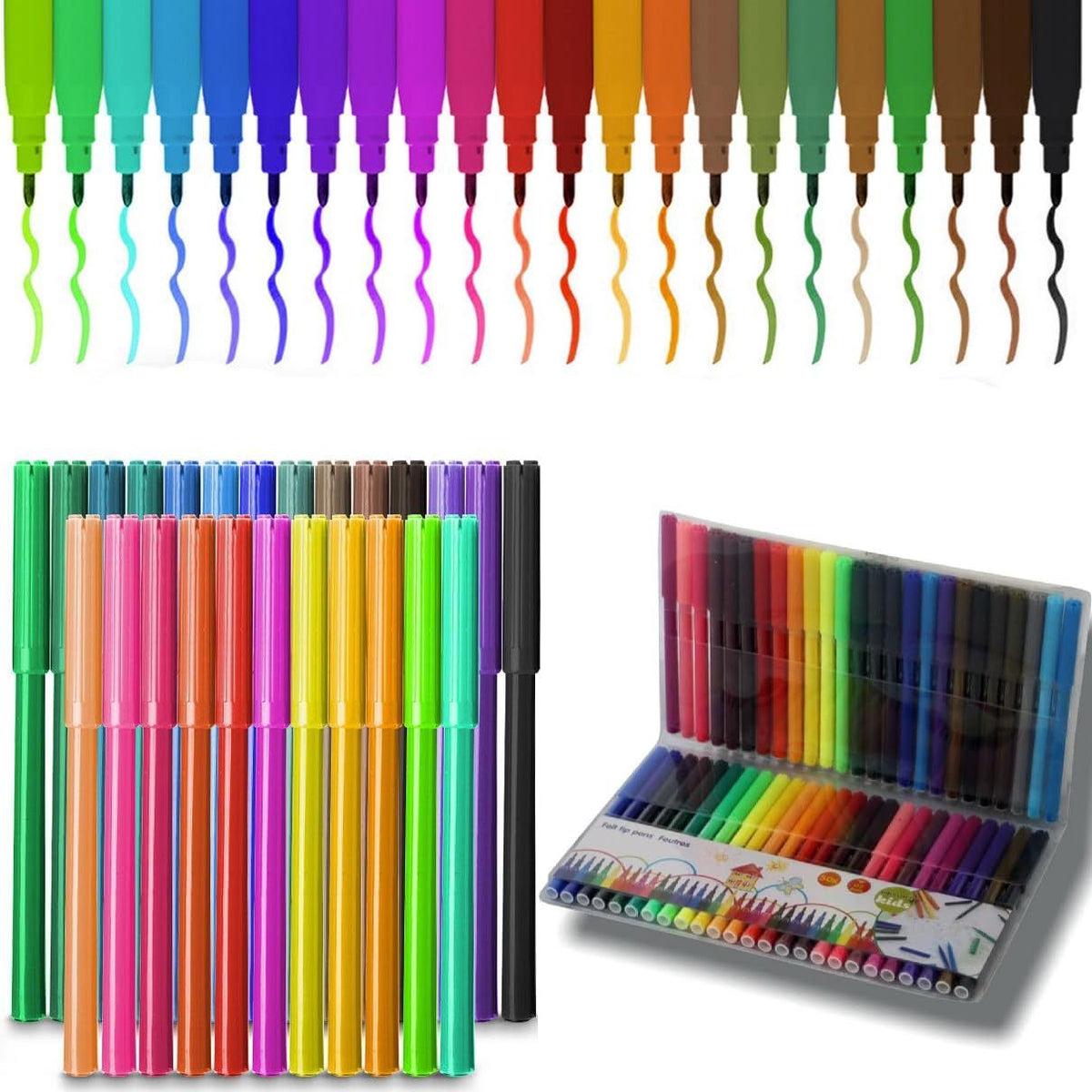 Faboer 100 Felt Tips Colouring Pens for Adults & Kids