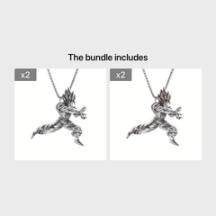 Yellow Hair Kung Fu Man Pendant Necklace For Men Kids Anime Exhibition