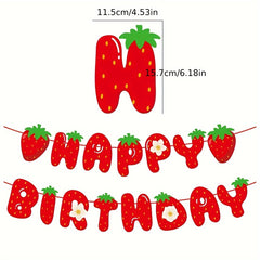 42pcs Strawberry Themed Party Decoration Set for Birthday Party