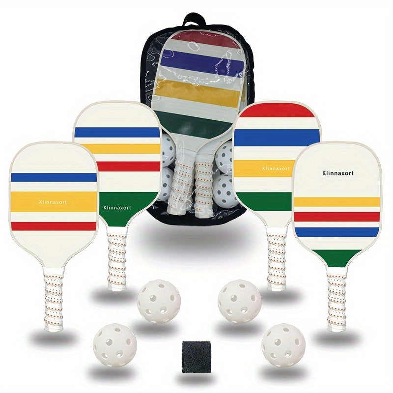 Pickleball Racket Set w/ 4 Rackets, 4 Balls, Handbag & Wipe